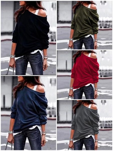 

women's hoodies & sweatshirts 2021 autumn long sleeve women casual off shoulder black gray streetwear female loose sweatshirt