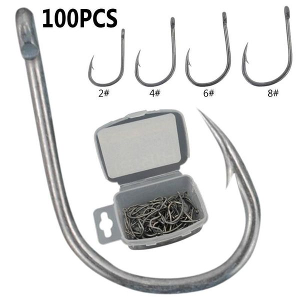 

100pcs iron barbed carp fish hooks worm bait holder fishing tackle accessory