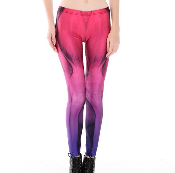 

women's leggings 2021 women red gradient print fitness elastic fiber hiphop party cheerleader rooter workout pants trousers, Black