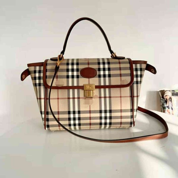 

handbag 2021 bbr medieval postman bag women's leather one shoulder deformation war horse lattice cross, Black;red
