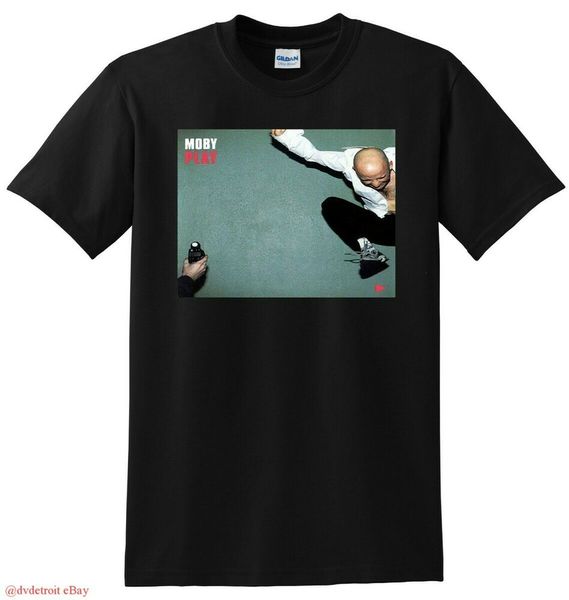 

moby t shirt play vinyl cd cover small medium large or xl, White;black