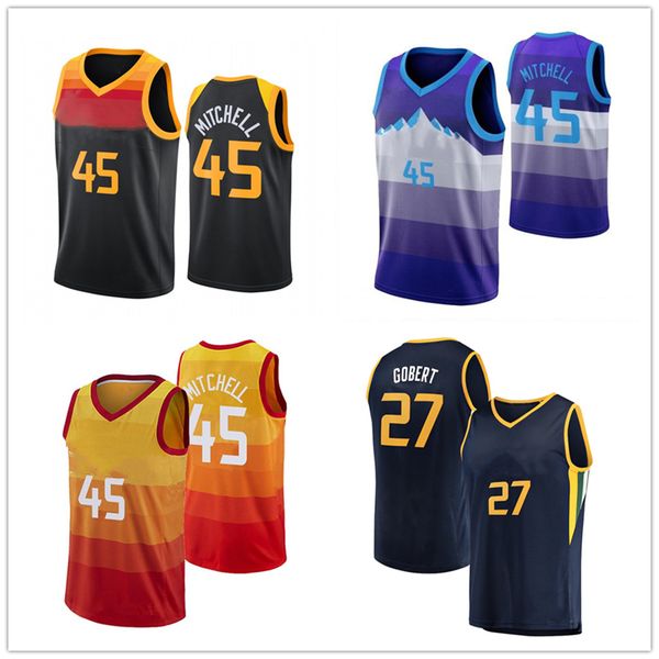 

2022 donovan 45 mitchell rudy 27 gobert basketball jersey s-xxl, Black;red