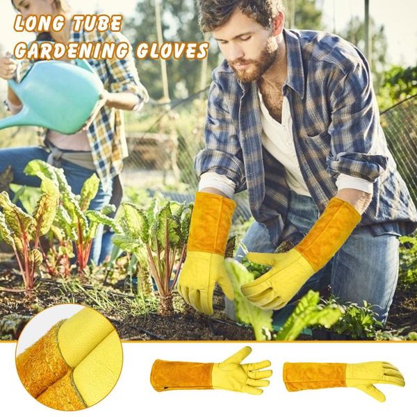 

gardening gloves for women and men thron proof rose pruning cow leather with long forearm protection gauntlet n50 disposable