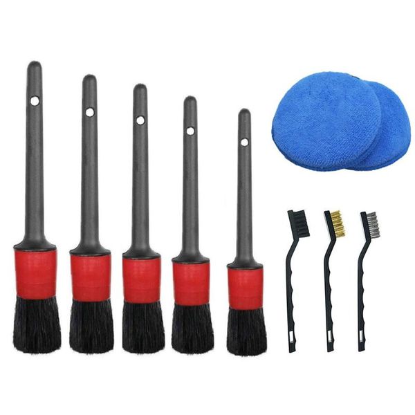 

car sponge 10pcs auto detailing cleaning brush set tool kit soft bristle brushes for interior dashboard wheel rims dust clean