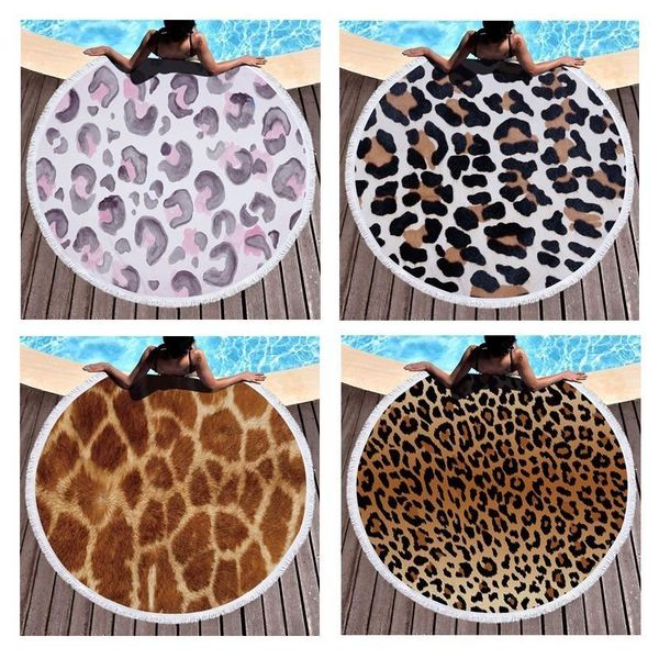 

towel large 150cm round beach bath leopard printed summer travel sports 450g soft microfiber absorbent attractive fashion