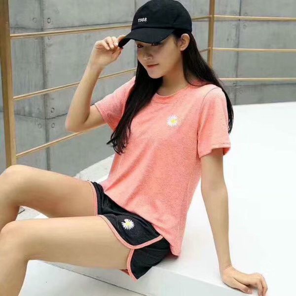 

women's tracksuits korean summer net red daisy casual quick drying clothes short sleeve shorts yoga sports suit, Gray