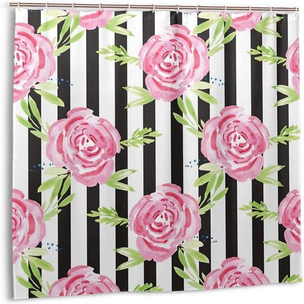 

shower curtains pink rose waterproof curtain, cartoon curtain