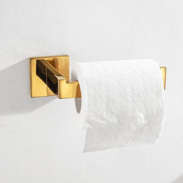 

stainless steel 1pcs gold toilet paper holder wall mounted roll modern bathroom accessories set holders
