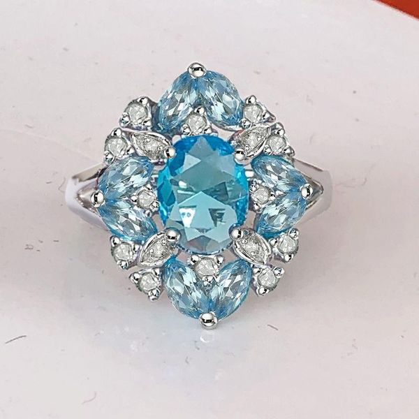 

cluster rings luxury single stone ring charm mysterious bright blue/red marquise women cocktail party fashion engagement, Golden;silver