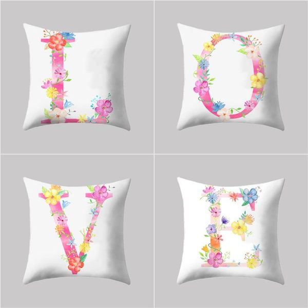 

pink flower letter decoration pillow english alphabet children plush fabric almofada coussin cushion for birthday party supplies cushion/dec