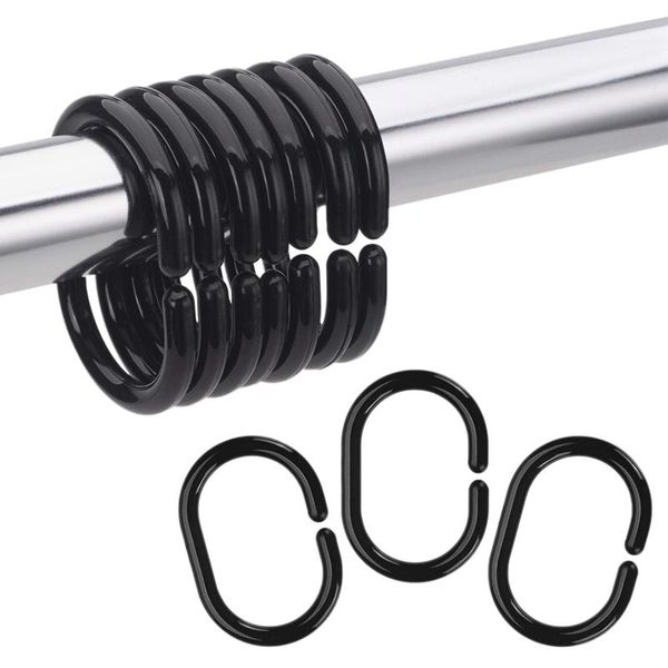 

hooks & rails 24 pcs shower curtain rings plastic for bathroom rod