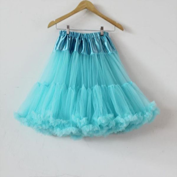 

60cm turquoise fluffy tutu womens skirts princess soft chiffon pettiskirt, Black