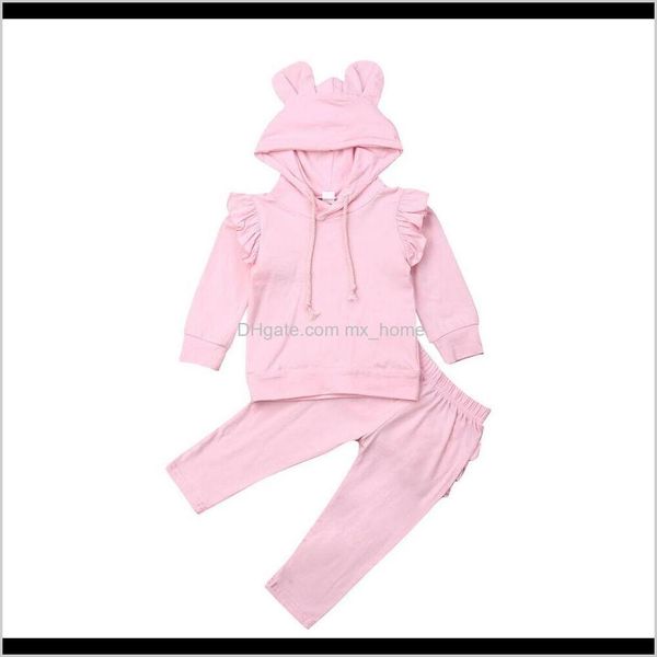 

sets baby maternity drop delivery 2021 2pcs kids baby boysgirls hooded coat ruffle pants outfitsset kid clothing 9taca, White