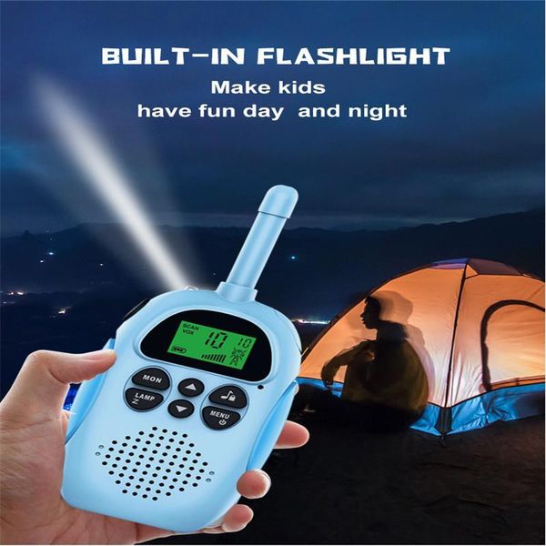 

2pcs/set children walkie talkie kids transceiver handheld 3km range lanyard mini toy for gift same frequency intercom can talk