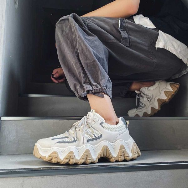 

fashion shoes men's reflective trendy casual sports thick soled raised dad