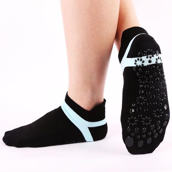 

pairs women non slip yoga socks athletic running walking cotton sports sock femme colorful breathable casual leisure, Black