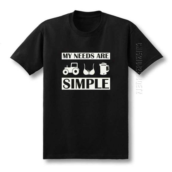 

men's t-shirts summer beer t shirt men cotton funny tractor boobs hommes my needs are simple term design graphic print o neck tees male, White;black