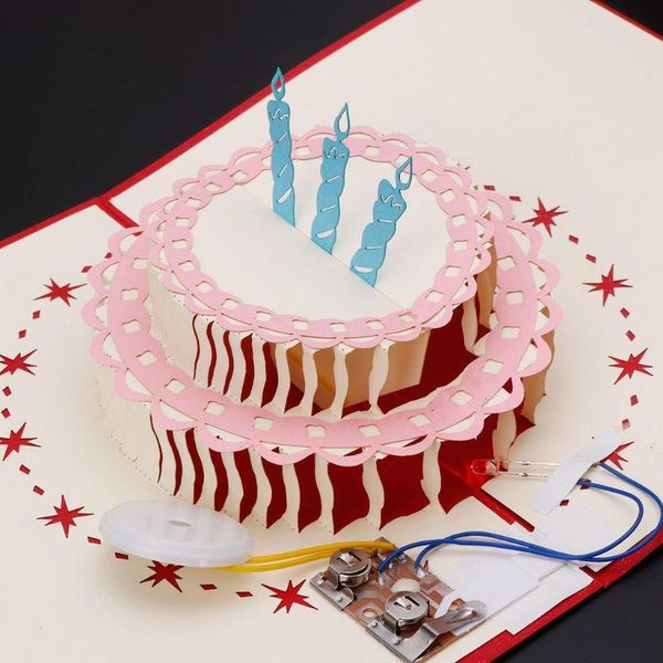 

greeting cards yysd 3d up card happy birthday cake music led postcard with envelope