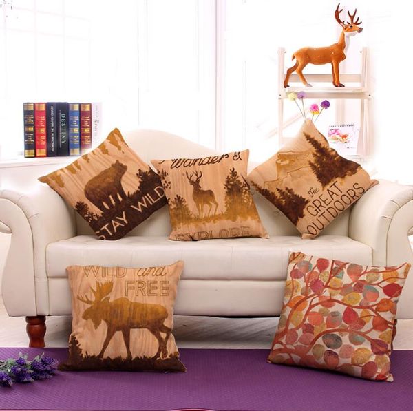 

Pillowcase Deer Animal Peach Leather Sofa Pillow Cover Cases Seat Car Sofa Pillow Covers Bedroom Home Decor Ation Pillowcases GGE2078, 45*45cm