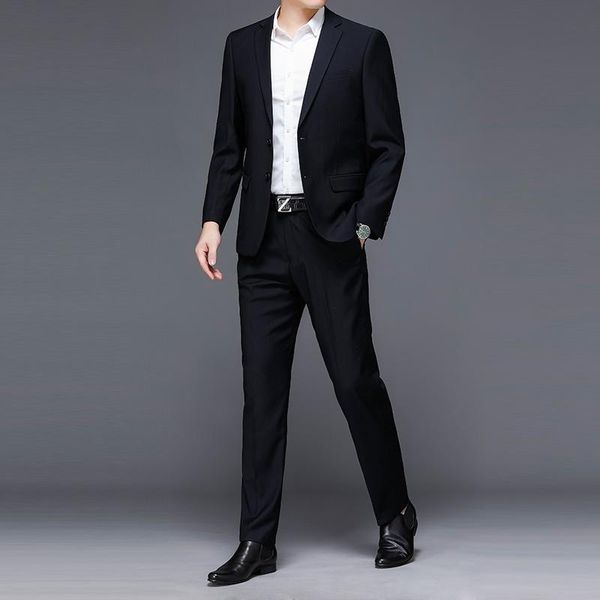 

men's suits & blazers 2021 autumn slim two-piece suit business casual jacket groom dress fashion trend, White;black