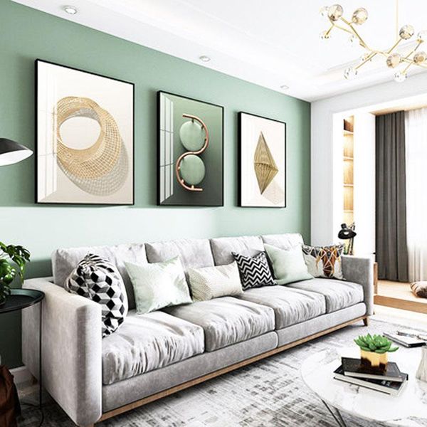 

frames living room crystal porcelain painting sofa background wall hanging high grade light luxury modern mural