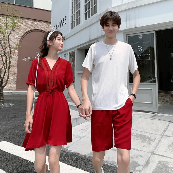 

women's t-shirt couples wear summer clothes loose versatile dress suit clothing, White
