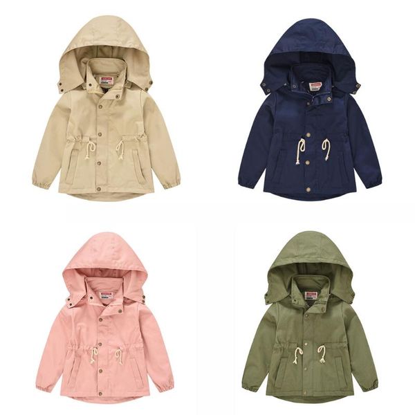 

jackets children's windbreaker boys spring autumn middle and small kids detachable hat solid color fashion british girls clothing, Blue;gray