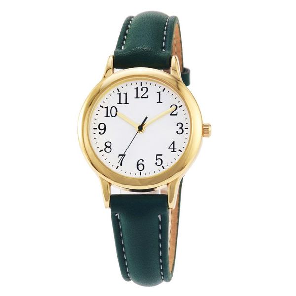 

wristwatches simple dial japanese movement women quartz watch easy to read arabic numerals pu leather strap lady candy color not waterproof, Slivery;brown