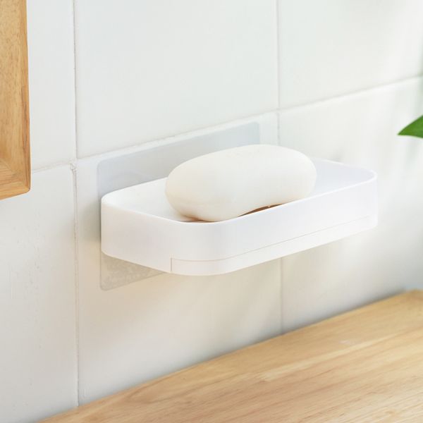 Yaratıcı Tuvalet Sihirli Yapıştır Drenaj Sabun Bulaşık Raf Banyo Yok Delme Duvar Sabun Kutusu Beyaz Yemekler Uygun ve Pratik