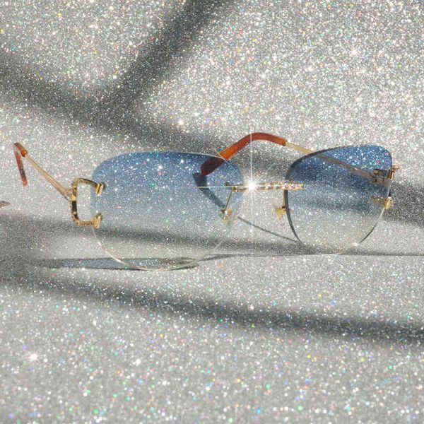 

stones fashion diamond sunglasses men rimless rave festival carter shades designer lunette soleil luxury sun glasses, White;black