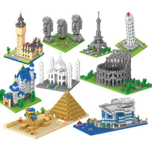 

micro bricks mini architecture sets Eiffel Tower Big Ben Rome Colosseo model building diamond blocks pyramid pisa Taj Mahal kits