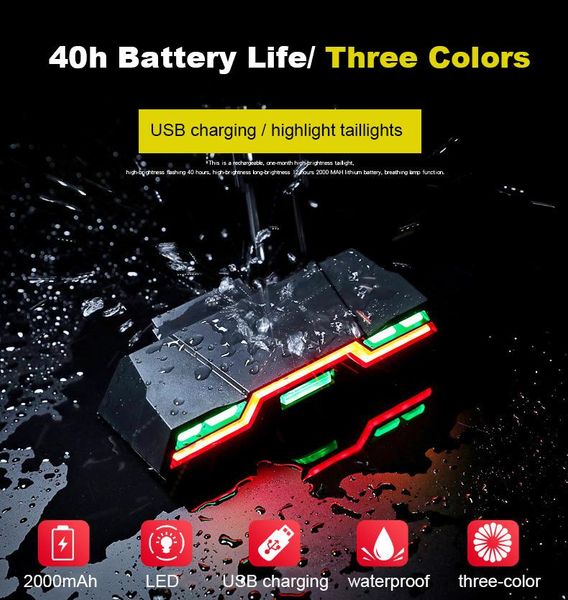 

bike lights gomgirona waterproof bicycle light 3 colors warning rear usb rechargeable cycling taillight flashing for