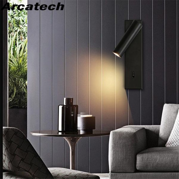 

wall lamp indoor led light with switch reading adjustable lighting angle ac90-260v living room bedroom bedside