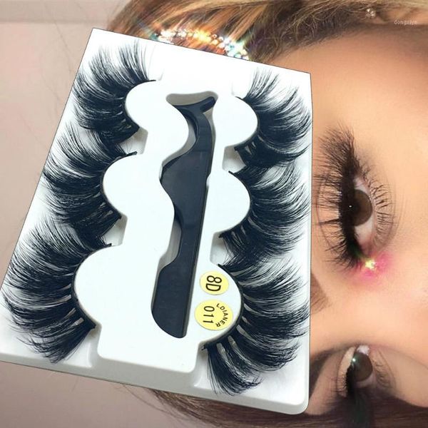 

3pairs 25mm handmade 5d/8d mink false eyelashes wispy fluffy thick dramatic lashes extension eye makeup tools with a tweezer1