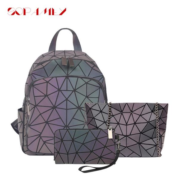 

backpack fashion teenagers bag women's luminous pu leather chain women shoulder brand designer