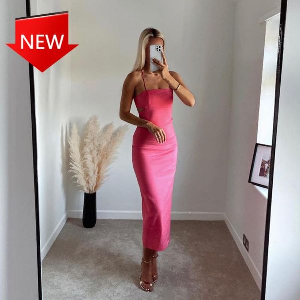 

casual dresses pink slip long dress summer strap backless strappy slit midi party 2021 women cut out woman, Black;gray