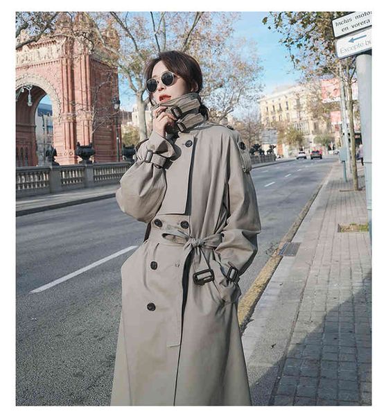 

wool female winter double breasted coat with jacket trench solid color lapel a leisure line, Black