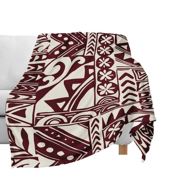 

blankets fashion trendy casual throw blanket burgundy polynesian tribal tatau anti-pilling sherpa warm polar fleece