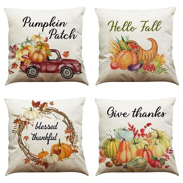 

pillow case practical fall covers 18 x inch, farmhouse theme autumn pillowcase throw set of 4 for home decor