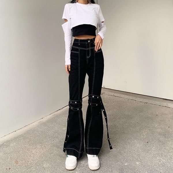 

women's jeans casual women loose vintage female pants harajuku baggy womens bandage fashion streetwear, Blue