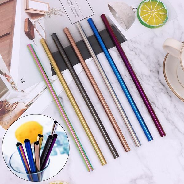 

drinking straws heart-shaped stainless steel straw reusable party milk tea beverage