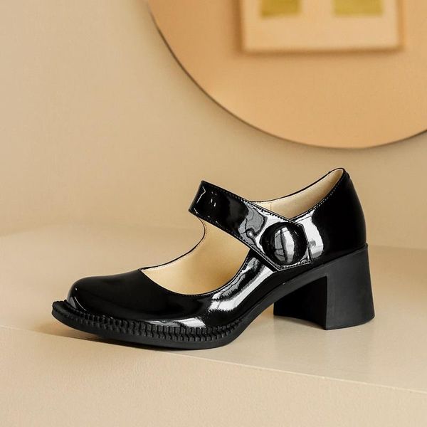 

dress shoes high heels women mary janes thick heel pumps autumn fall footwear black white office lady woman big size