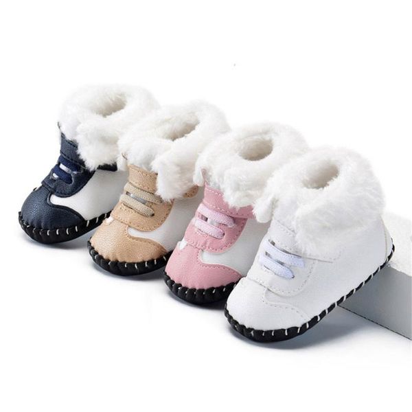 

cute born baby girls boys snow boots winter leather infant soft bottom shoes pu furry warm 0-18m first walkers
