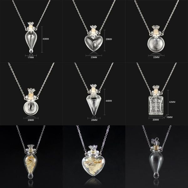 

pendant necklaces glass memorial urn cremation necklace ash holder keepsake jewelry or fetal hair bottle, Silver