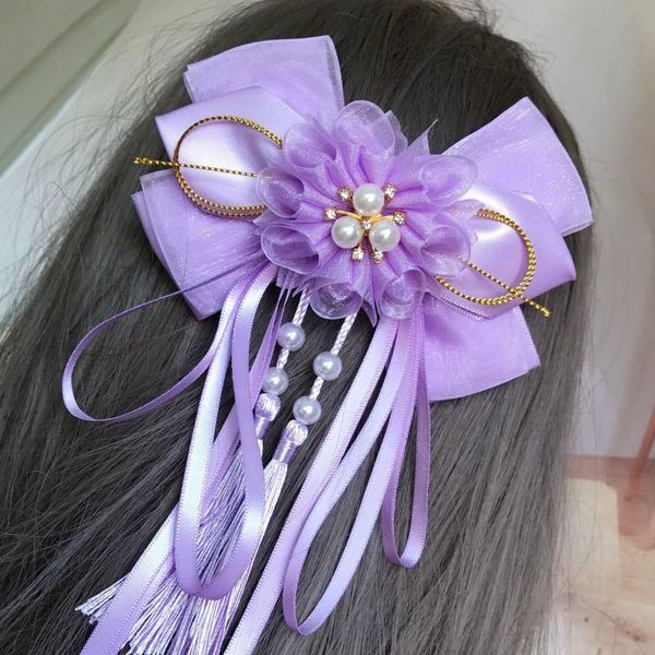 

hair accessories handmade fashion boutique ribbon tassel barrettes girls clips hairpin children headwears 059, Slivery;white