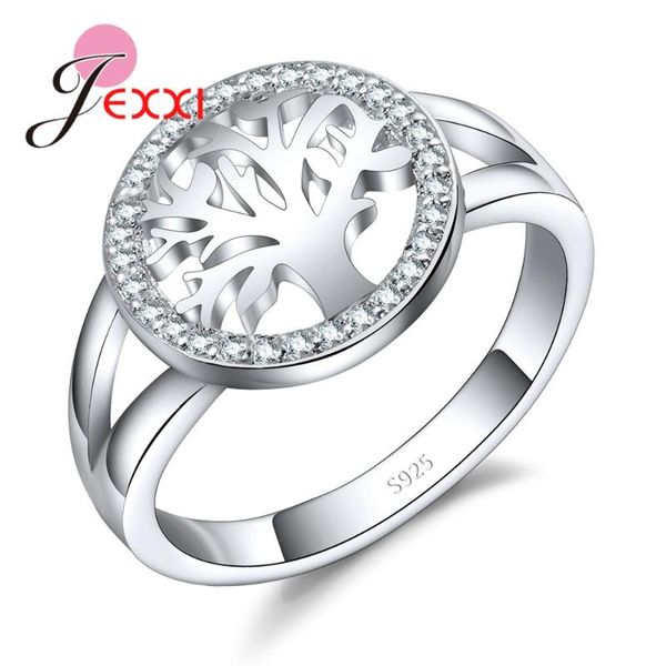 

cluster rings fashionable 925 sterling silver round tree of life cubic zirconias design for women engagement wedding ring, Golden;silver