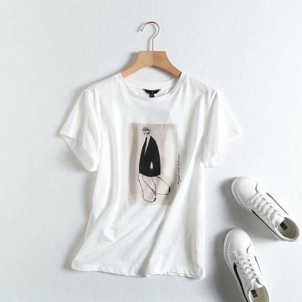 

women's t-shirt cotton women summer england high street vintage fashion o-neck harajuku female camisetas verano mujer 2021, White