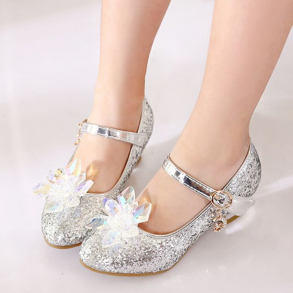 

70% off factory online children's cinderella crystal shoes 2020 autumn korean fashion middle school children's performance high-he, Black