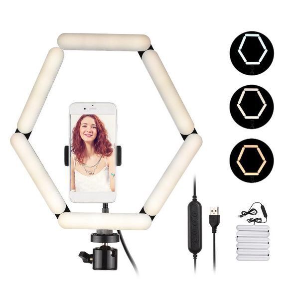 

6-panel splicing led light foldable lamp pography fill with 3 lighting modes ball head phone clamp for video recording flash heads