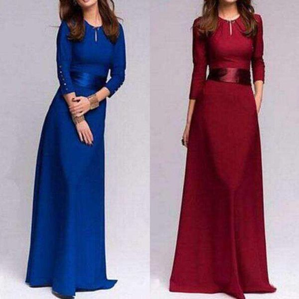 

casual dresses office ladies evening party prom gown wedding dress women formal maxi o neck long sleeve solid color bandage 9jgy, Black;gray